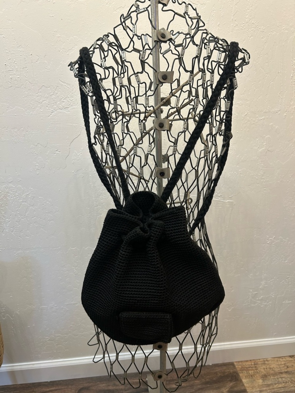 The Sak Black Knit Drawstring Bucket Bag - Women